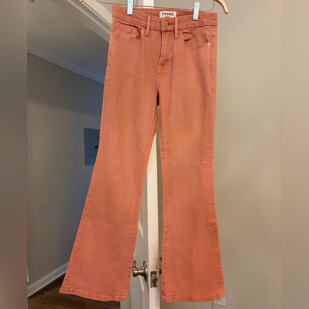 Frame Denim Pink Le Crop Mini Boot Jeans Size 25